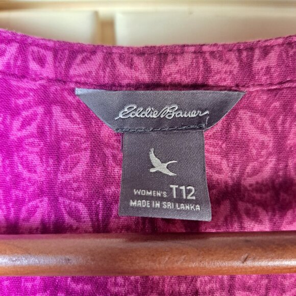 EDDIE BAUER 2 Women's Cotton Sleeveless Print Pink Blue Shirtdresses Sz T12 - Picture 16 of 16